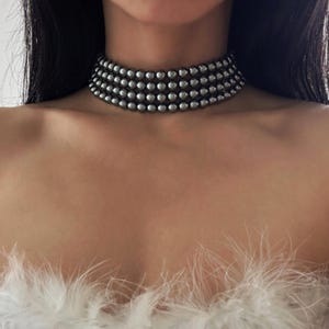 1 Pezzo Collana Intrecciata A Mano Con Teschio In Perle Nere Esagerata In Stile Europeo E Americano | SHEIN ALIA