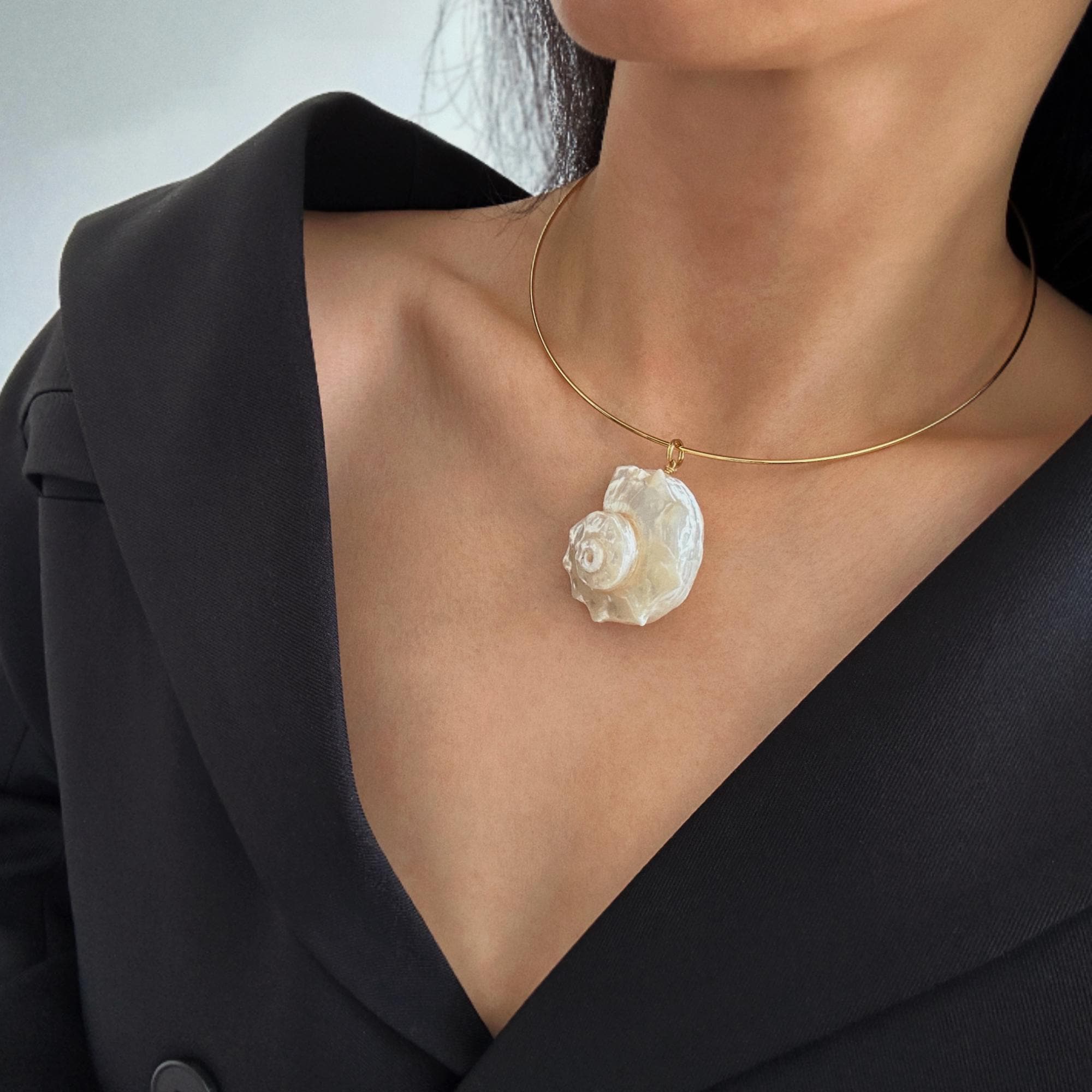 Real Shell Collar Necklace • Minimalist Seashell Pendant Necklace ...