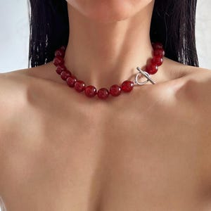 Hand Knotted Red Carnelian Necklace, AAAAAAA Red Carnelian Crystal Necklace, Natural Red Gemstone Necklace, Statement Red Stone Jewelry