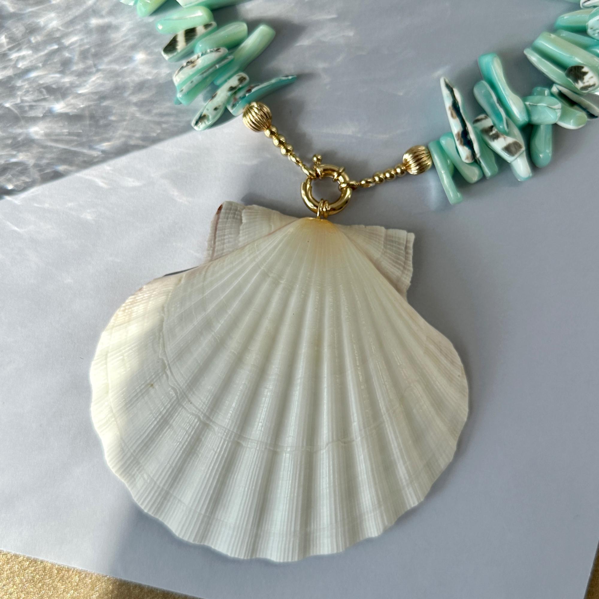 Multi Way Chunky Seashell Necklace • Natural White Shell Necklace ...