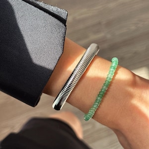 Minimalist Green Aventurine Bracelet, Natural Aventurine Beaded Bracelet, Green Gemstone Bracelet, Everyday Dainty Bracelet, Christmas Gift