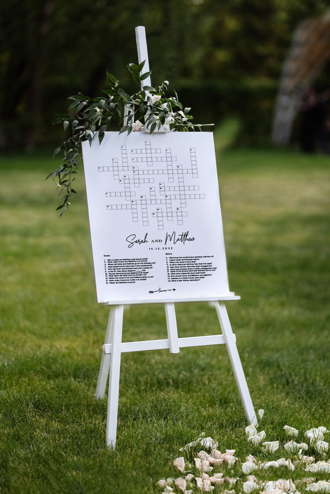 Custom Wedding Crossword Puzzle Template, Personalized Bridal Shower