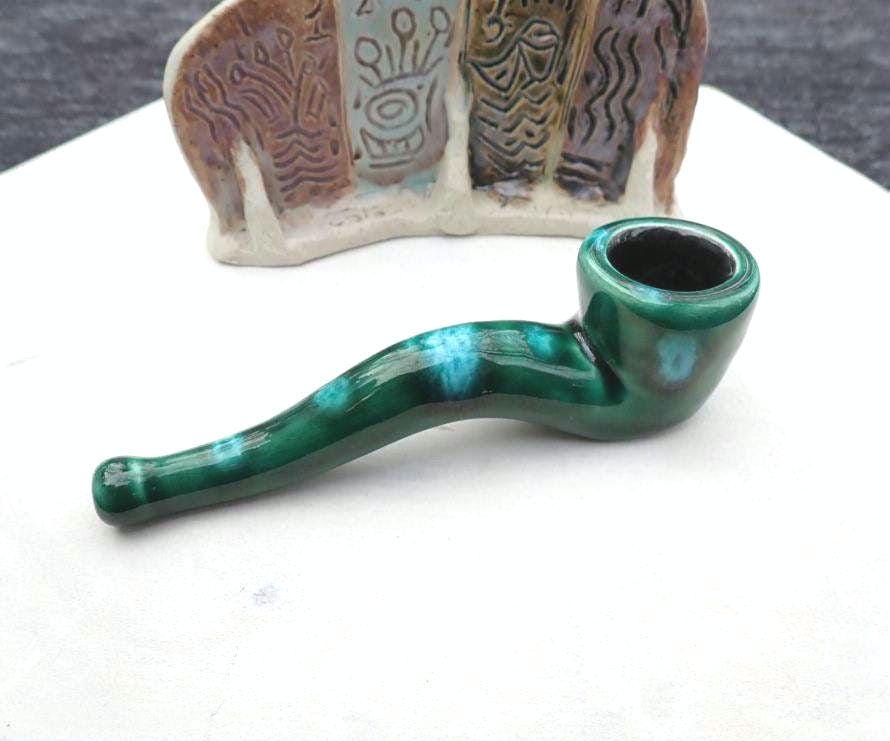 Emerald smoking pipe, handmade green pipe, classic shape pipe, pipe