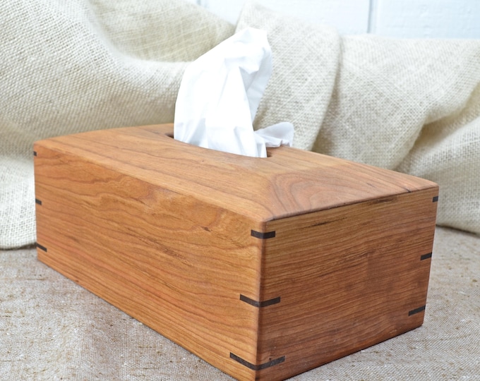Featured listing image: Cherry Wood Tissue Box Cover