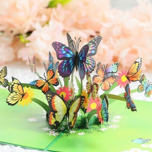 Butterfly 3D pop-up wenskaart voor verjaardag, Kerstmis, Valentijnsdag, Moederdag, Vaderdag, bruiloft ect.