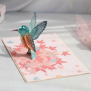Kolibriebloem 3D Pop-up handgemaakte wenskaart voor verjaardag, Kerstmis, Valentijnsdag, Moederdag, Vaderdag, bruiloft, ect