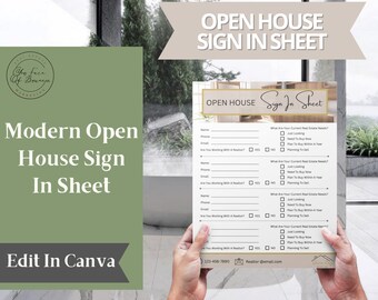 Real Estate Open House Sign in Sheet Printable - Etsy