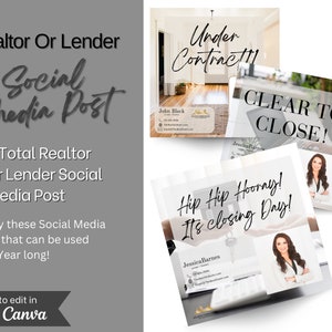 Realtor Social Media Post | Lender Social Media Post | Canva Template | Social Media Marketing | Real Estate | Clear To Close | Closing Day