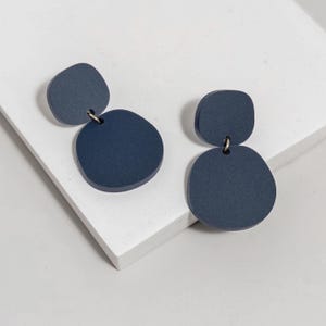 Navy Blue Acrylic Statement Earrings: Lightweight Dangle Earrings