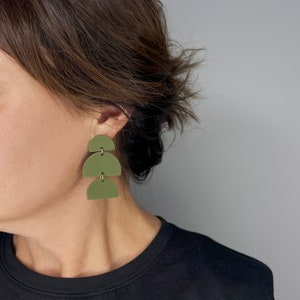 Olive Green Dangle Earrings Green Khaki Statement Earrings Modern Boho Earrings Acrylic Earrings Statement Earrings for Women Gift for Her
