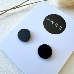 Stud earrings, matt black simple round stud earring, 12mm lasercut acrylic, handmade, hypoallergic, surgical steel posts