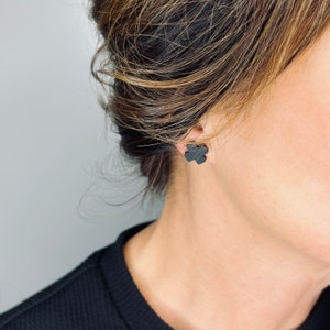 Black Cross Stud Earrings, Matte Black Studs, Small Studs, Surgical Steel, Hypoallergenic Earrings, Teacher Gift for Her