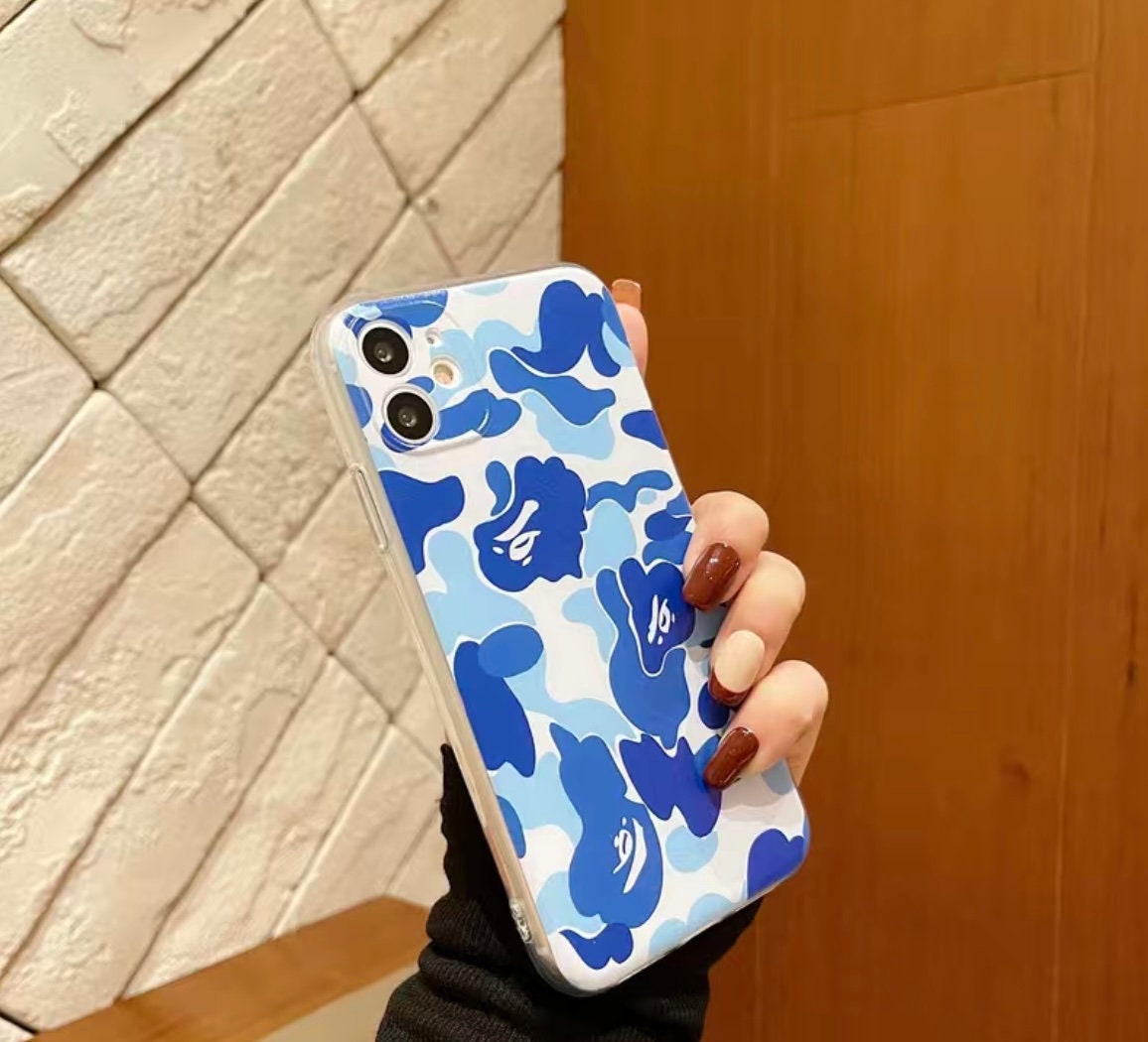 Camouflage Blue Pattern iPhone 14 Case // Blue & White Etsy UK