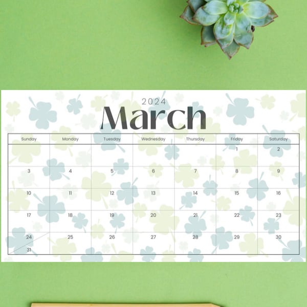 March 2024 calendar, March calendar, Printable, Pdf, Digital Download calendar, Homeschool calendar St Patricks, Lucky Charm