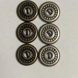 Alloy Metal Bar Center Button ( Antique Brass, Antique Silver) 20L/12.5MM, 24L/15MM pack of 12 pcs