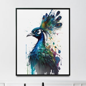 Peacock Painting wall art colorful Peacock art print poster home office decor watercolor bird lover gift bird Nursery Decor
