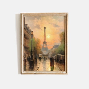 Paris Street Scene Painting, Eiffel Tower Painting, Paris Oil Painting, French Cityscape Painting, France Wall Art, Romantic Paris Print