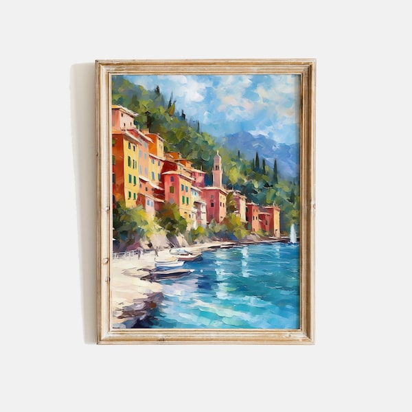 Positano Painting Seascape Oil Painting, Italian Beach, Amalfi Coast, Coastal Wall Art, Seascape Wall Art, Mediterranean Coastal Painting