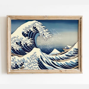 Japanese Waves Wall Art, The Great Wave at Kanagawa Poster Reproduction, Great Wave Print, Katsushika Hokusai Poster, Museum Quality Art