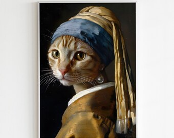 絵画 猫 アンティーク 猫の絵 黒猫 フェルメール オマージュ