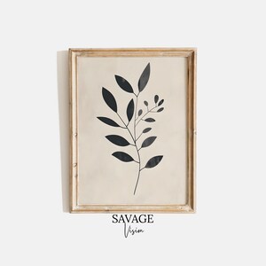 Minimalist Botanical Painting, Modern Botanical Print, Botanical Fine Art, Minimalist Home Decor, Black Leaves Painting, Digital Download