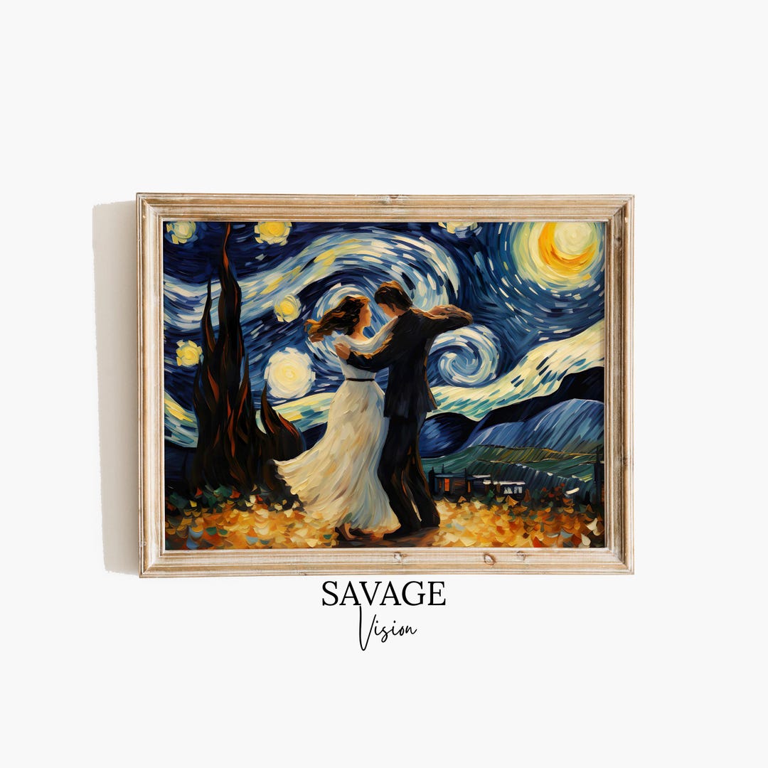 ゴッホ「星月夜」カップルダンスアートプリント（デジタルダウンロード