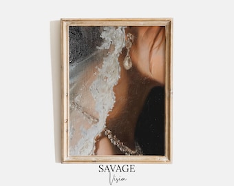 Victorian Bride Painting, Antique Woman Portrait, Vintage Wall Art (Digital Download)