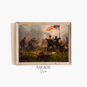 Vintage War Painting, American Battle Wall Art, Civil War American Painting, Museum Quality Print, American History Art