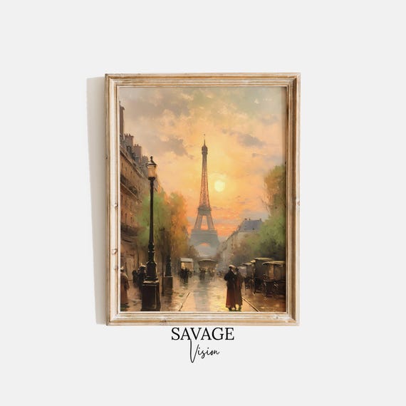 油絵 フランスの街並み ヴィンテージ フランスの街並みの油絵 オリジナルパリの街並みの絵画 パリのエミリー