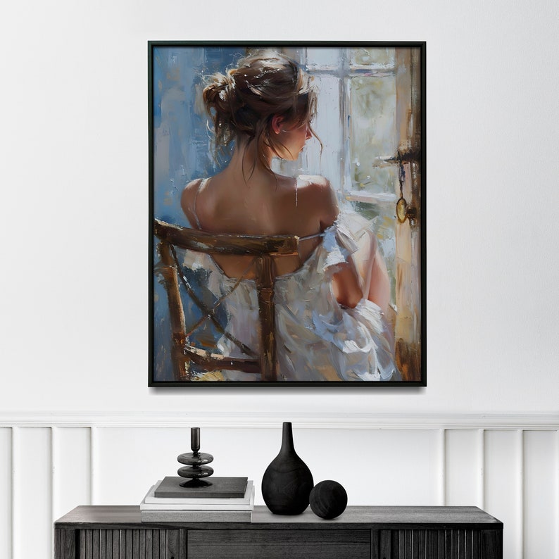 Victorian Lady Portrait, Moody Oil Painting, Vintage Woman Art (Digital Download) image 4