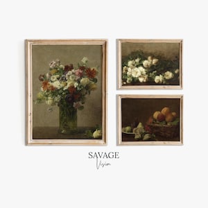 Vintage Still Life Gallery Wall SET, Vintage Botanical Print Set, Flower Bouquet Wall Art, French Country Decor, Digital Download
