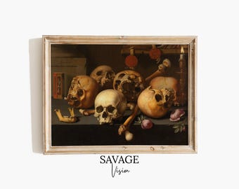 Vanitas Still Life Print, Memento Mori, Dark Academia Wall Art (Digital Download)