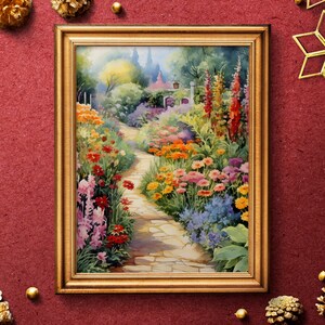 Vintage Summer Garden Painting, English Cottage Art (Printable Poster) image 2