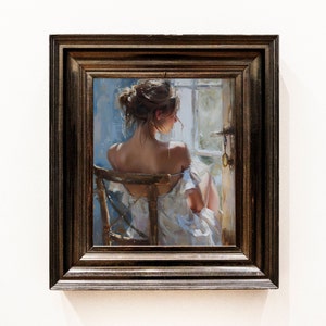 Victorian Lady Portrait, Moody Oil Painting, Vintage Woman Art (Digital Download) image 6