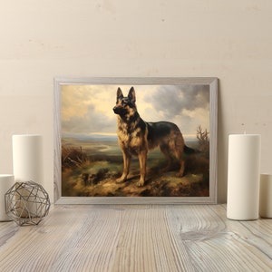 Vintage German Shepherd Oil Painting, German Shepherd Print, Antique Art Print, Pet Portrait, Dog Portrait, Dog Art Print, Printable Art image 6