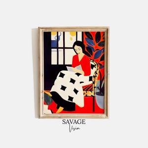 Woman Reading Painting, Henri Matisse Modern Painting, Her Painting, Portrait Woman Art, Colorful Art Print, Digital Download