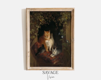 Vintage Kittens Painting: Antique Style Cat Portrait (Printable Art)