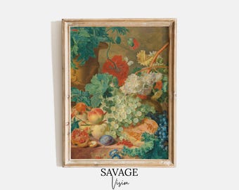 Bodegón de frutas antiguas: Decoración de cocina vintage (Descarga digital)