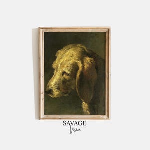 Vintage Dog Painting, Antique Dog Portrait, Animal Oil Painting, Dog Wall Art, Rustic Pet Art Print, 19th Century Art Print, Printable Art