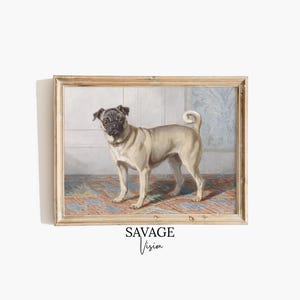Vintage Pug Portrait, Vintage Dog Painting, Antique Animal Portrait, Pug Wall Art, Dog Lover Gift, Pet Dog Portrait, Digital Download