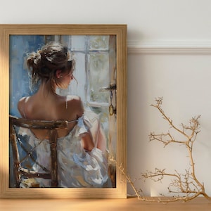 Victorian Lady Portrait, Moody Oil Painting, Vintage Woman Art (Digital Download) image 3