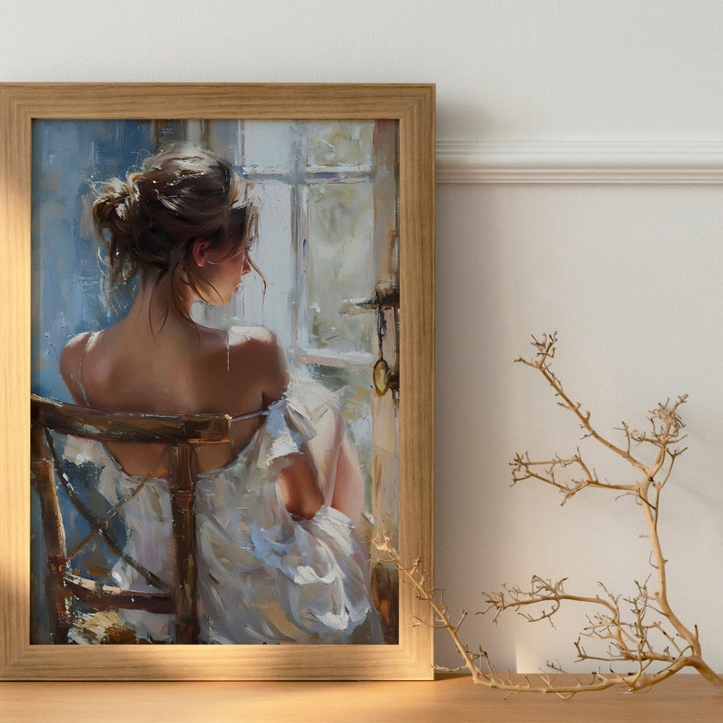 Victorian Lady Portrait, Moody Oil Painting, Vintage Woman Art (Digital Download) image 3
