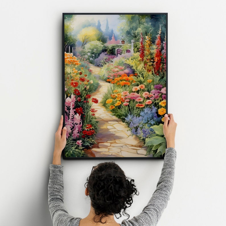 Vintage Summer Garden Painting, English Cottage Art (Printable Poster) image 9