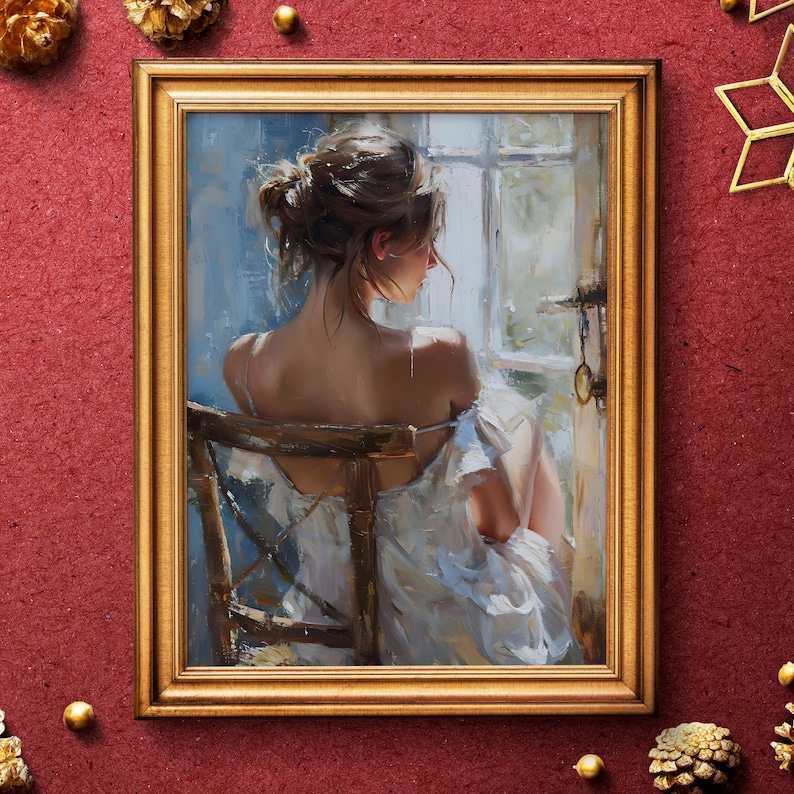 Victorian Lady Portrait, Moody Oil Painting, Vintage Woman Art (Digital Download) image 2