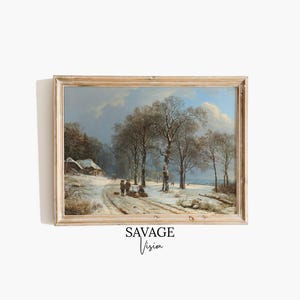 Vintage Winter Landschaft Gemälde, verschneite Wald Kunst (druckbar)