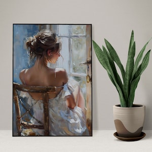 Victorian Lady Portrait, Moody Oil Painting, Vintage Woman Art (Digital Download) image 8