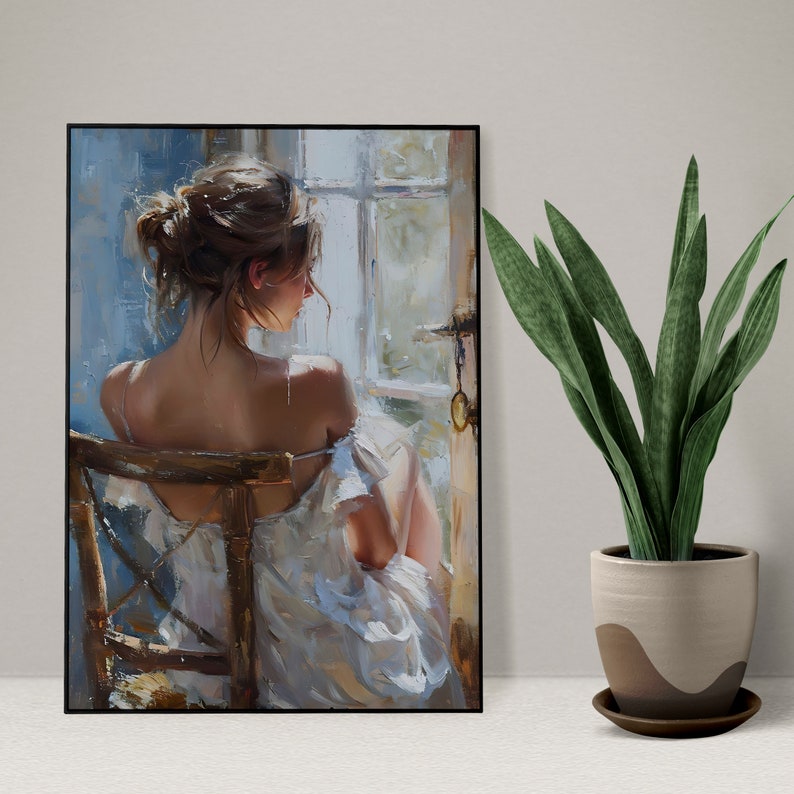 Victorian Lady Portrait, Moody Oil Painting, Vintage Woman Art (Digital Download) image 8