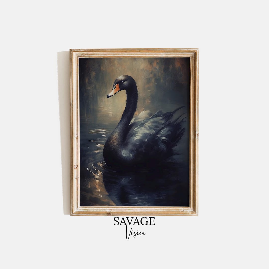 Antique Black Swan Print, Vintage Nursery Decor (digital Download