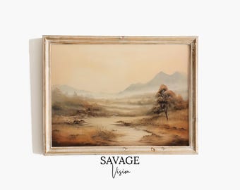 Vintage Desert Landscape Painting, Southwestern Wall Art (Digital Download)