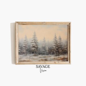 Winter Pine Forest, Snow Covered Pine Trees, Snowy Forest Nature Art, Christmas Painting, Scandinavian Wall Decor, Digital Download